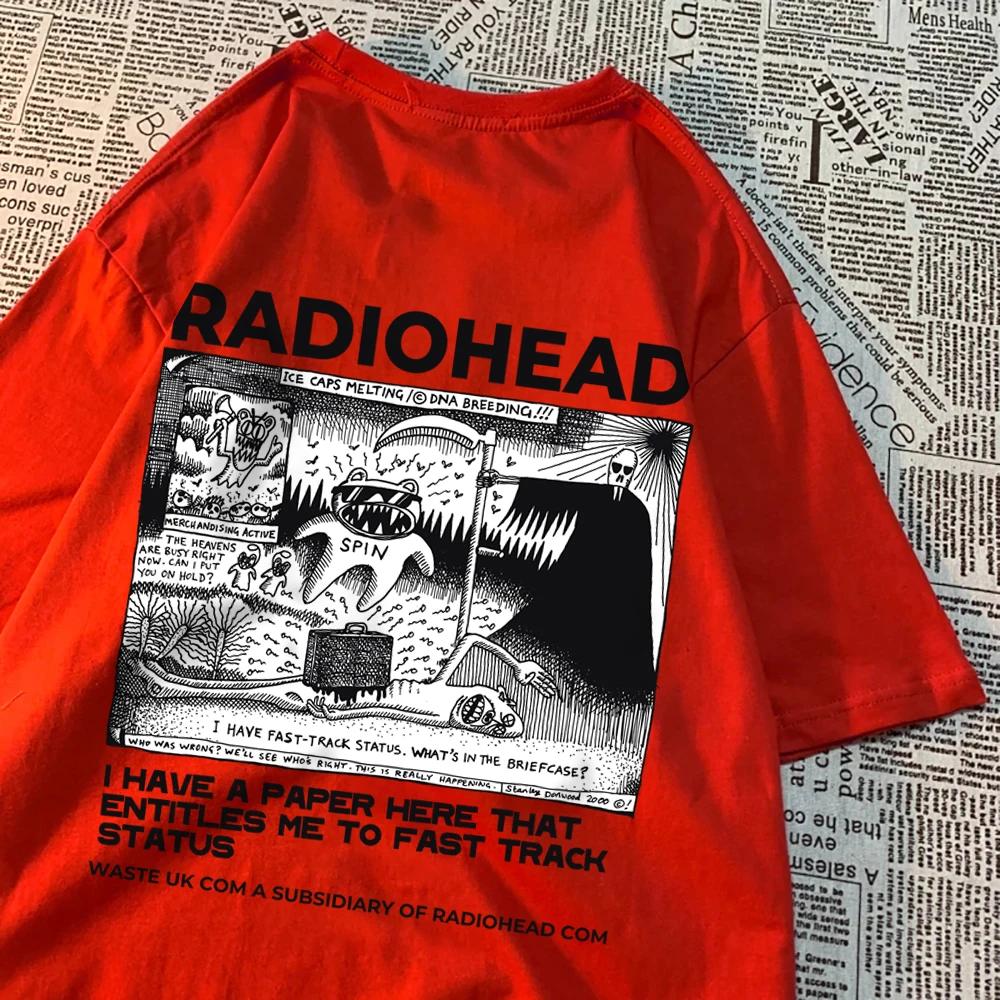 

Футболка Radiohead North America Tour Rock Boy для мужчин и женщин в стиле хип-хоп, дышащая одежда, дышащие свободные футболки, новая хлопковая футболка XXXXXL армия зеленый