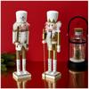 Les Trésors De Lily [A3490] - Golden White 'Nutcracker' Wooden Statuette (sword) - 35x10x8cm