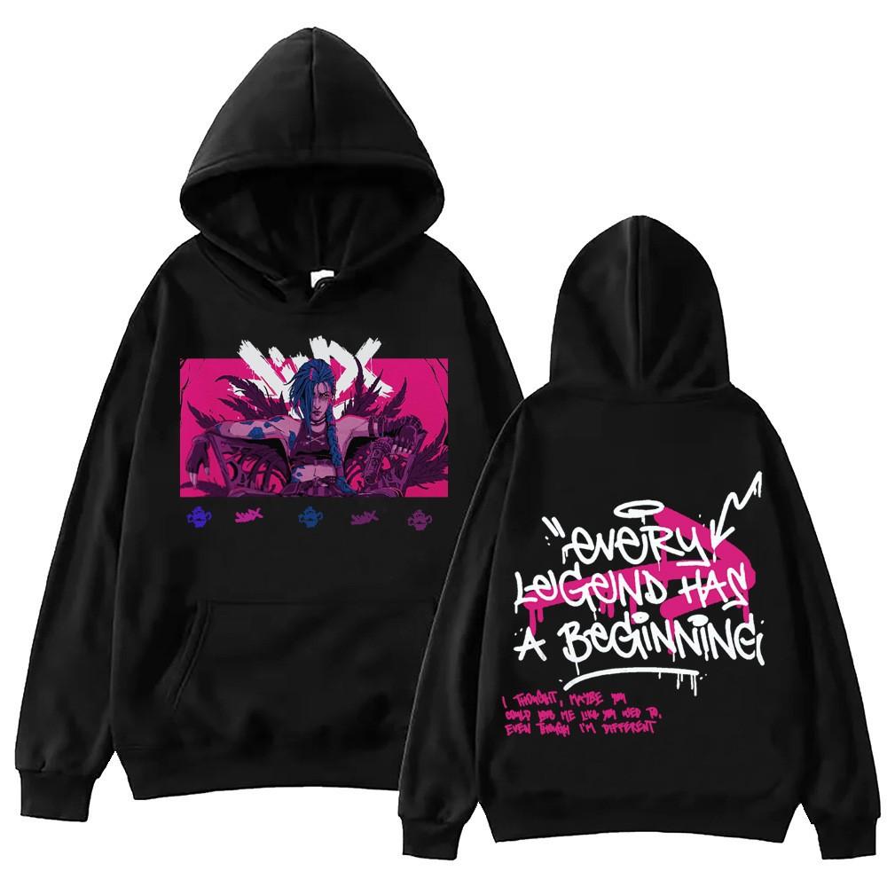Hot Anime Arcane-Jinx Hoodie Harajuku Pullover Tops Man