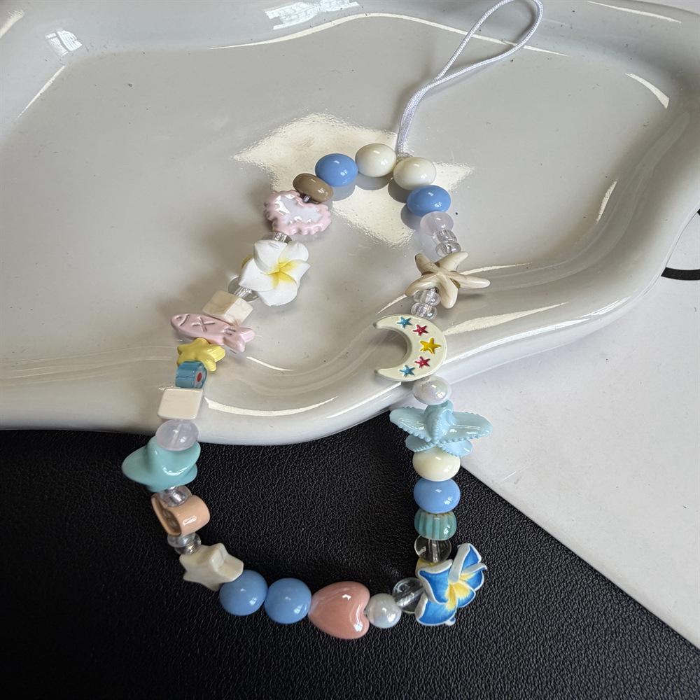 Sunflower Sea Star Beaded Phone Chain & Cute Camera Pendant Lanyard