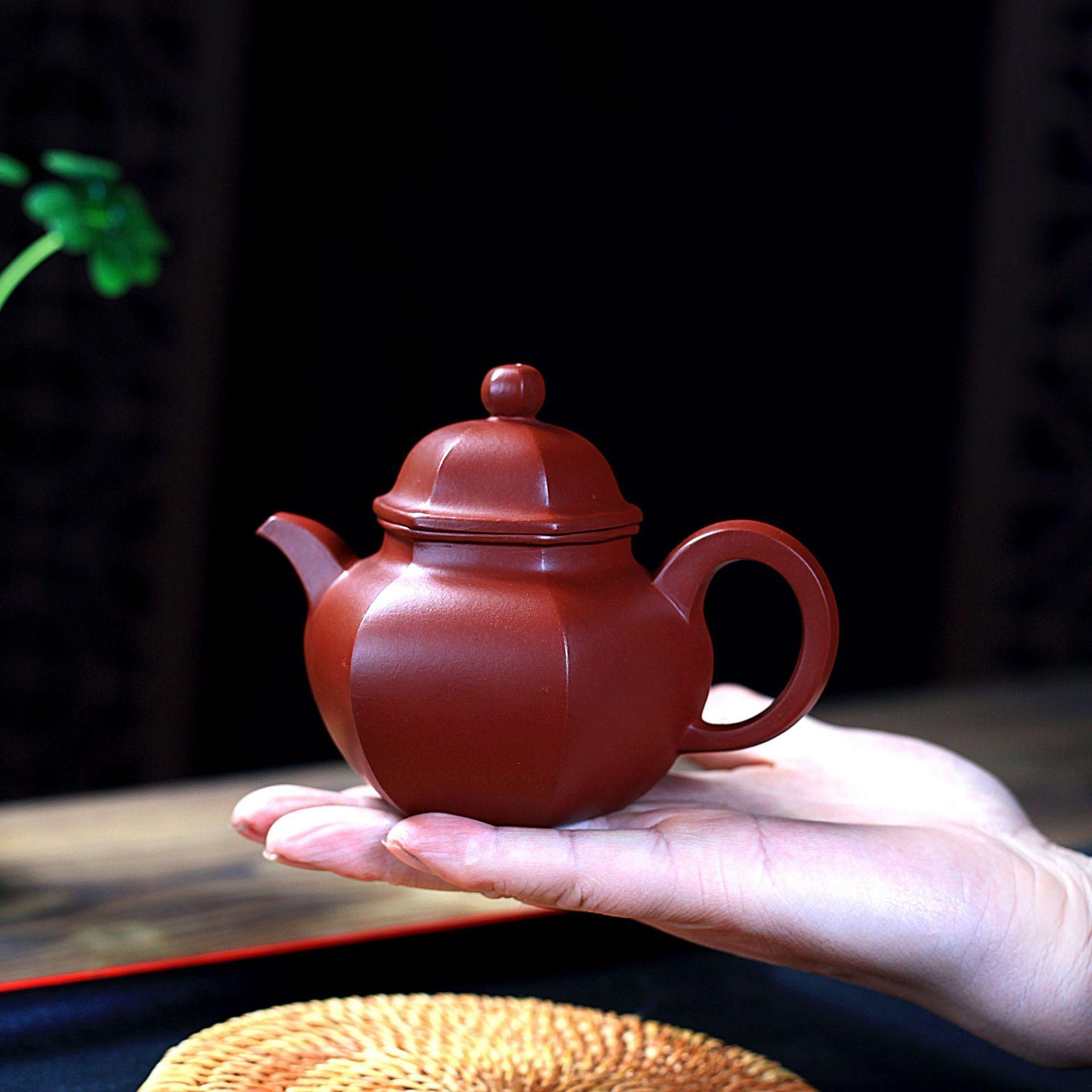 

200ml Ancient Yixing Purple Clay Teapots Handmade Hexagonal Duōqíu Pot Raw Ore Dahongpao Mud Tea Brewing Kettle Zisha Tea Set