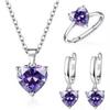 Heart-Shaped Zircon Jewelry Set: Earrings, Necklace & Open Ring - Elegant and Luxurious Fashion Accessories