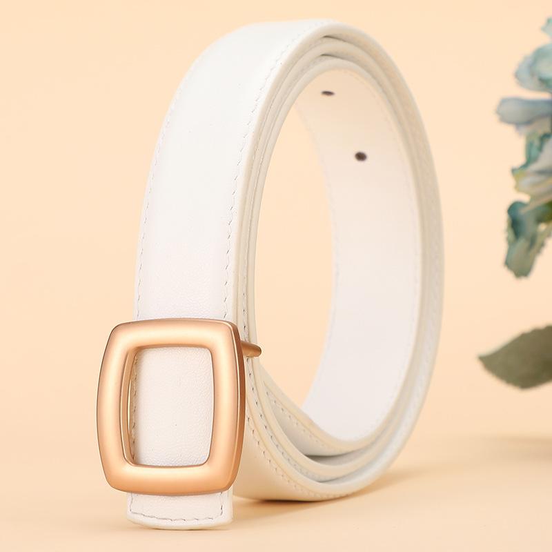 Women'S Leather Belt Wind Belt Women'S Decoration Simple Business Matte Alloy Cowhide Pants Belt