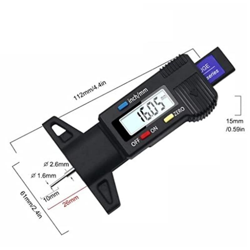 0-25.4mm Digital Tire Tread Gauge with LCD Display and Suitable for Operation At 0-40°C for Cars, Vans, Motorcycles, Trucks