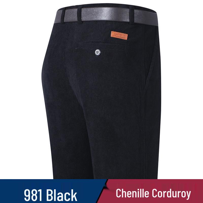 

Men s Autumn/Winter Corduroy Chenille Pants - High Waist, Straight Leg, Loose Fit for Middle-Aged and Elderly 35