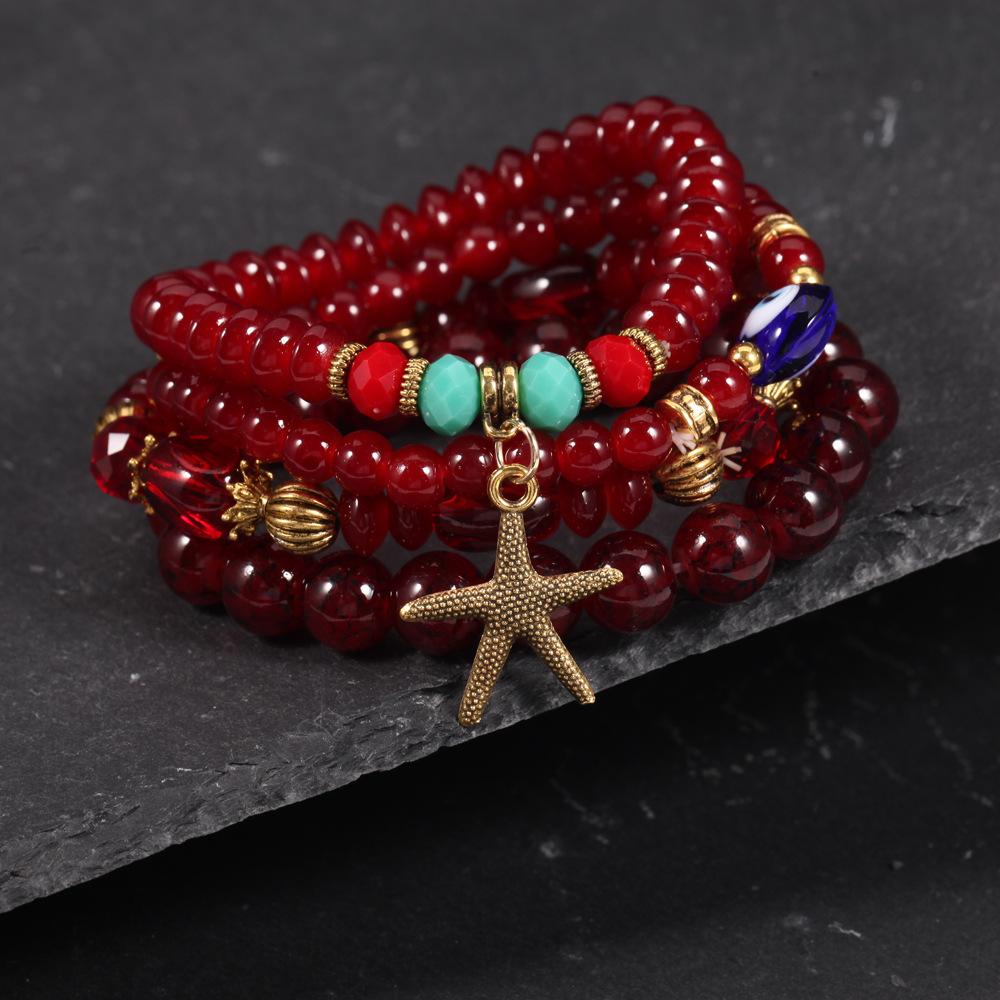JYL TS Bracelet Bohemian Flag  Star Beads Enhances Patriotism