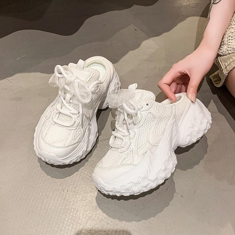 European Station Tire Sole Dad Shoes Women's Heelless Bag Head Half Slippers 2025 New Platform Sports Casual Shoes Tide