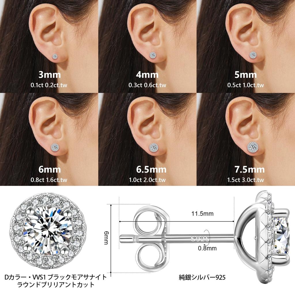 KRKC Moissanite Earrings Carat Earrings 925 Silver Sparkling Single Diamond Hypoallergenic Moissanite Jewelry Birthday Anniversary Day Gift Box GRA