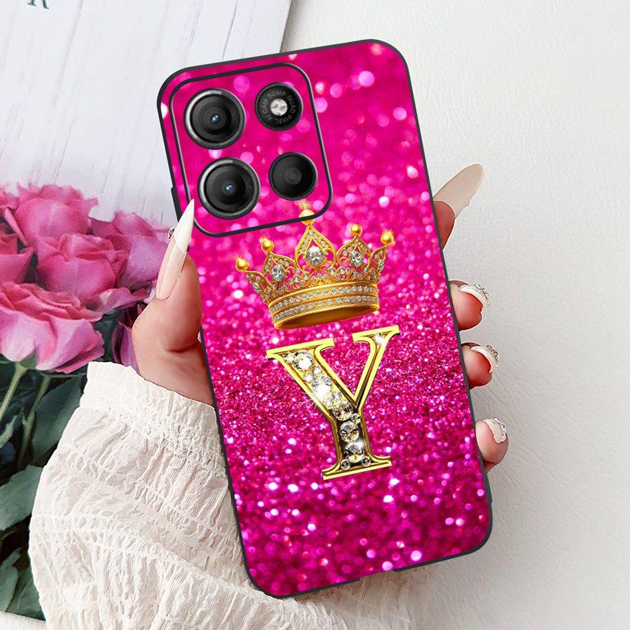 For Motorola Moto G15 Case MotoG15 Cover Luxury Crown Letters Soft Silicone Phone Case For Motorola Moto G75 5G G 75 G 15 Bumper