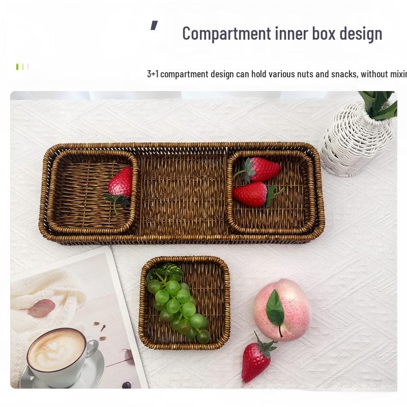 

Imitation Rattan Partitioned Snack & Fruit Serving Tray