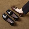 Square head flat shoes women's 2025 shallow mouth one pedal low heel single shoes comfortable loafers thick heel metal buckle lazy shoes
