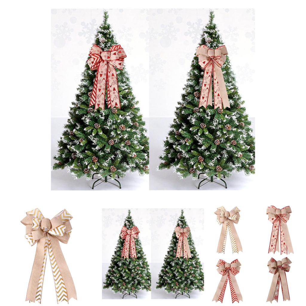 Randig dubbellager säckvävsrosett för julgran och tacksägelsehöstdekoration