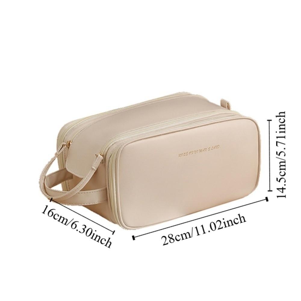 Double Zipper Makeup Pouch Bag Multifunction Travel Wash Bag PU Leather Cosmetic Bag  Female/Girls
