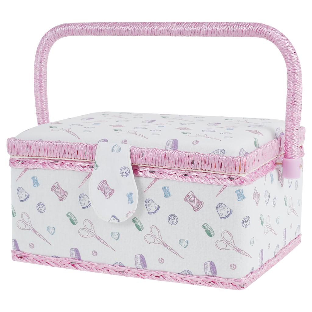 Sewing Basket with Removable Tray Practical Sewing Basket Organizer with Interior Pocket Portable Sewing Storage Box Stylish