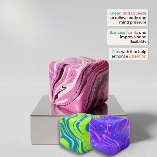Flow Texture Stress Cube Anxiety Relief Cube Squeeze Sensory Toy Slow Rebound Decompression Stress Ball Home Office Relaxation Tool