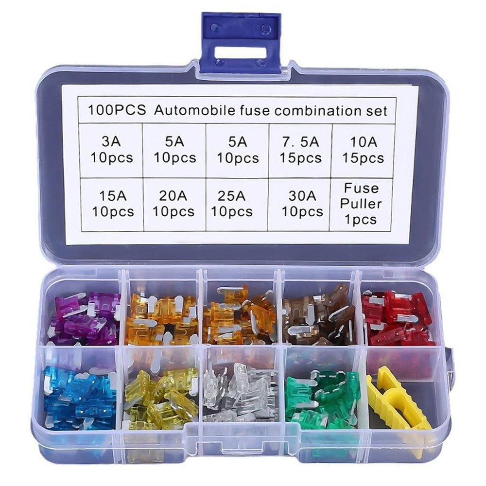 70/100PCS 5-30A Automobile Fuse Combination Set Multicolor Fuse Puller Car Fuse Kits Case Assorted Small Standard Fuse Set