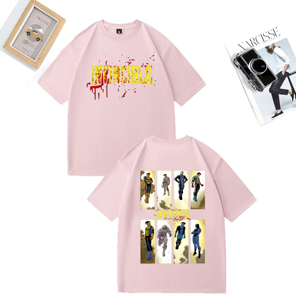Invincible Blood Splat Logo Merch Men Women T Shirts Hip Hop Pure Cotton Streetwear Tees Graphic  Adult Anime Tops Loose T-shirt