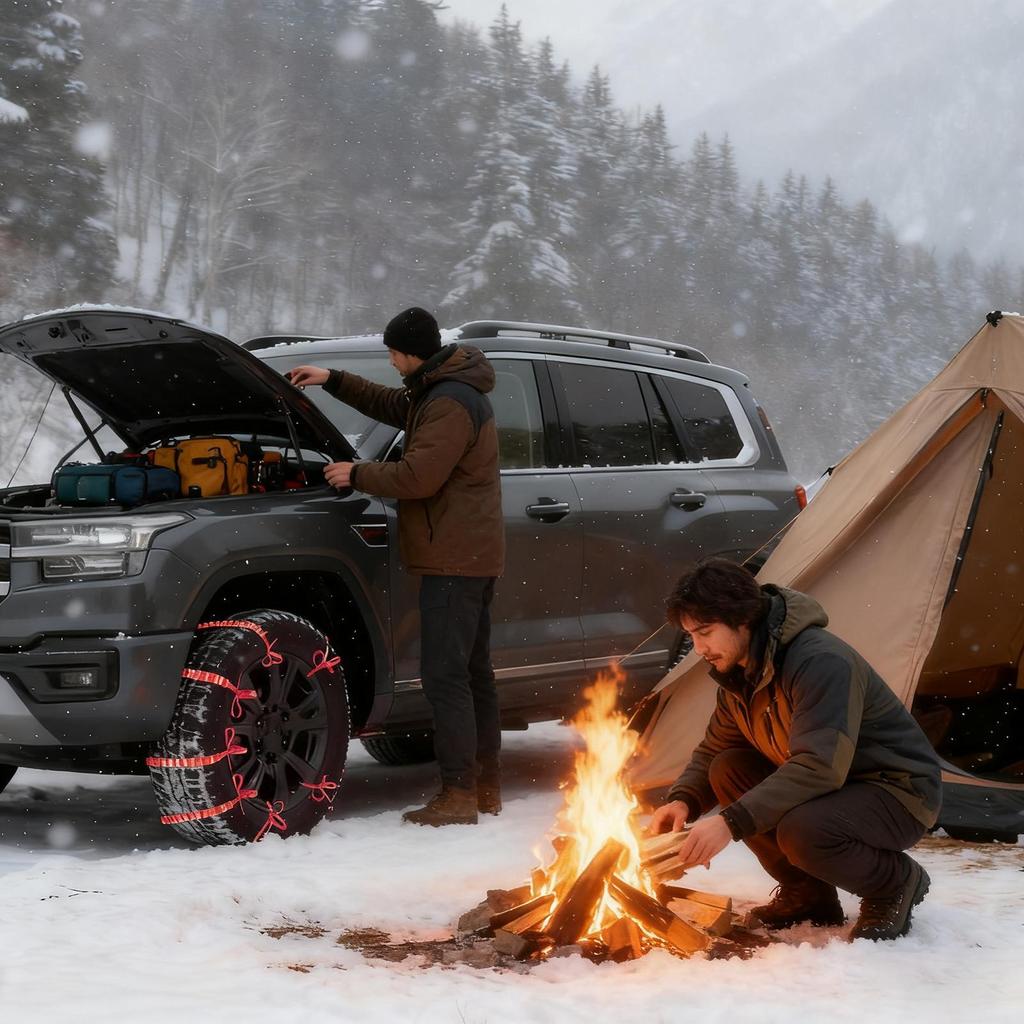 Snow Chains Foldable Lightweight Gadget Straps Tool Tire Snow Chains For Vehicle Automotive Trucks SUVs Winter Outdoor Camping