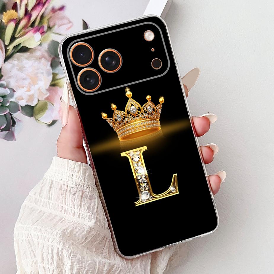 For Apple iPhone 17 Pro Max Case New Crown Letters Cover Soft Slim Phone Case For iPhone 17 Air iPhone17 Pro Max Back Cover Bags