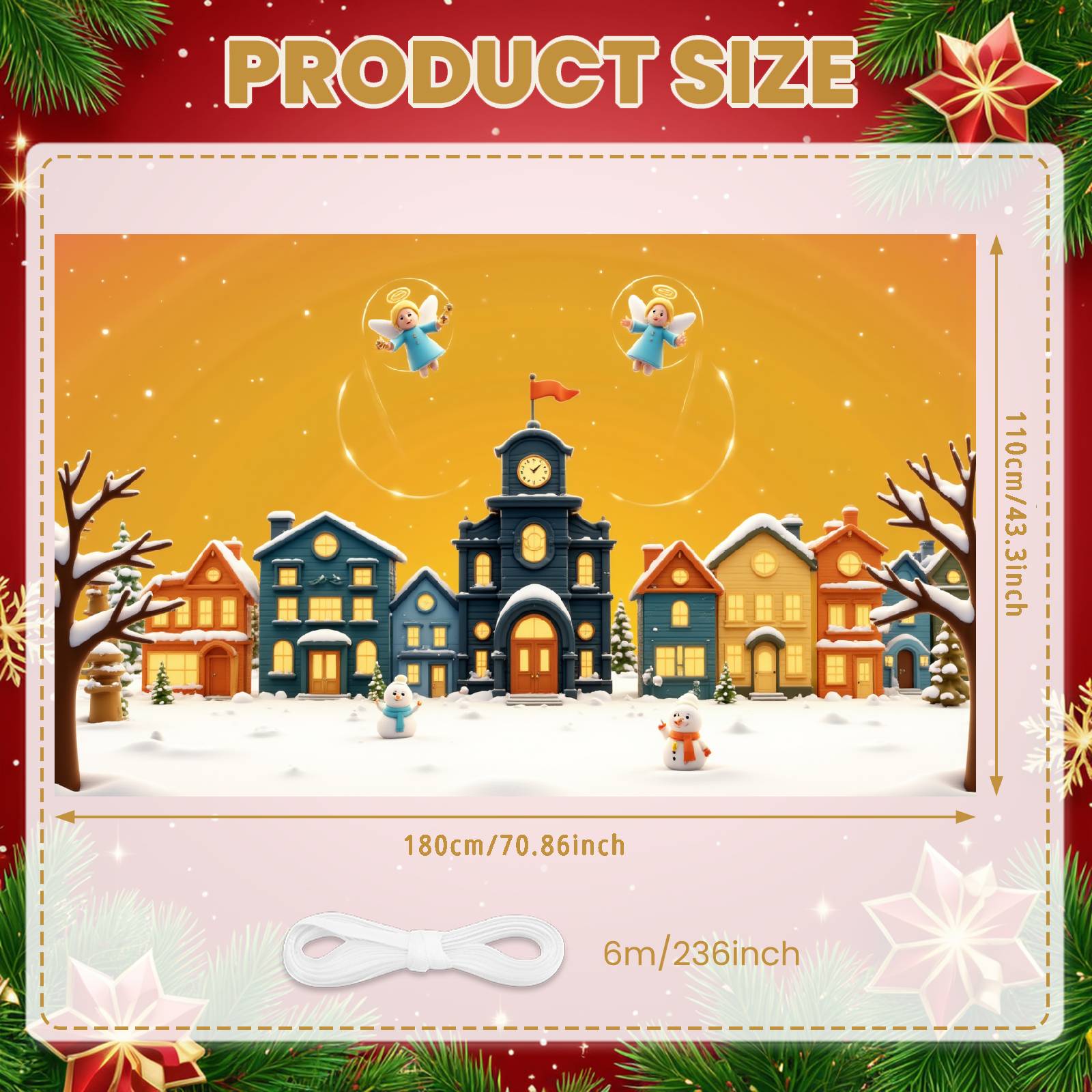 

Winter Scene Snowy Landscape Seasonal Decor Holiday Decoration Snowman Figures Festive Backdrop For Photo Booth Event Display