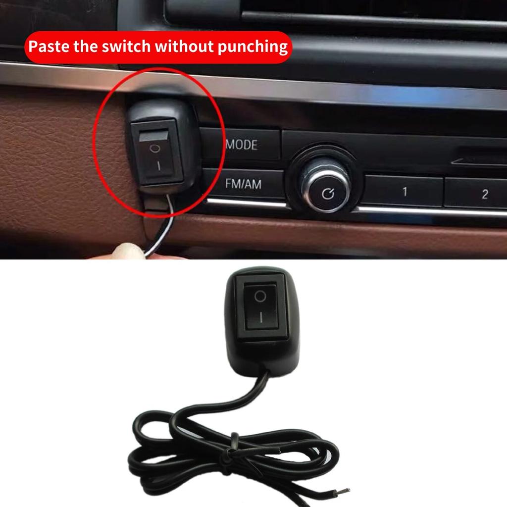 Comutator universal DC 12V pentru mașină, tip pastă, întrerupător cu basculă, cu cablu 60 cm, pentru lumini cu inel de ceață, lumini cu neon