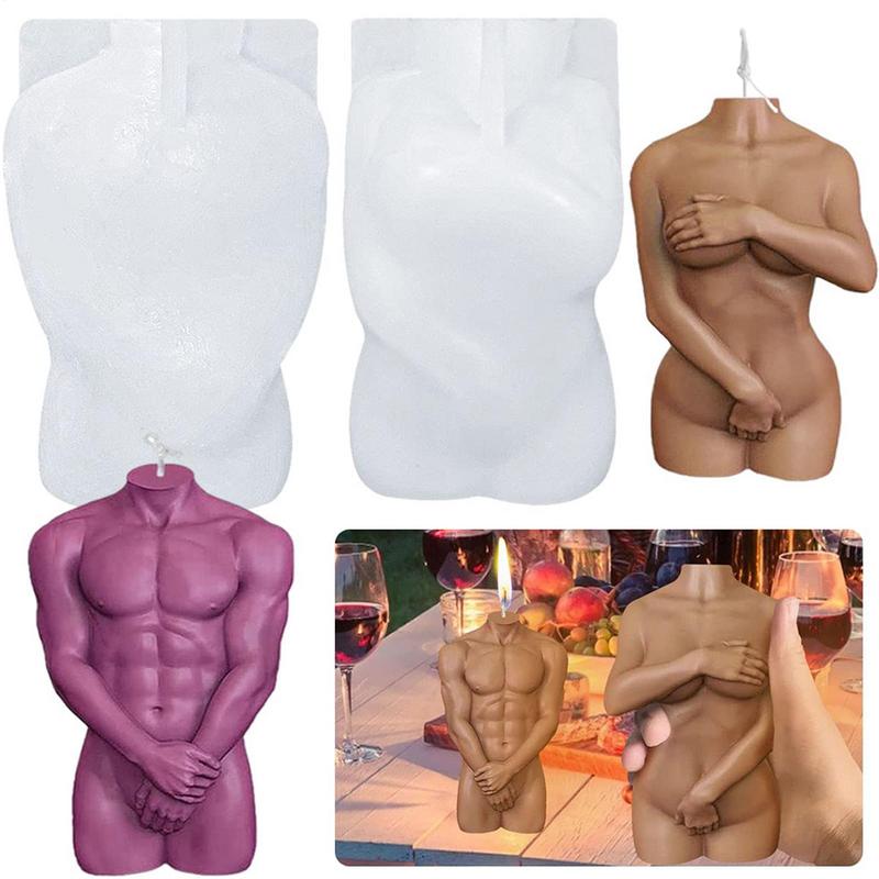 European Human Body Statue Candle Silicone Mold 3D Male Body Shy Woman Soap Aroma Wax Mold Candle Mold Home Crafts Decoration