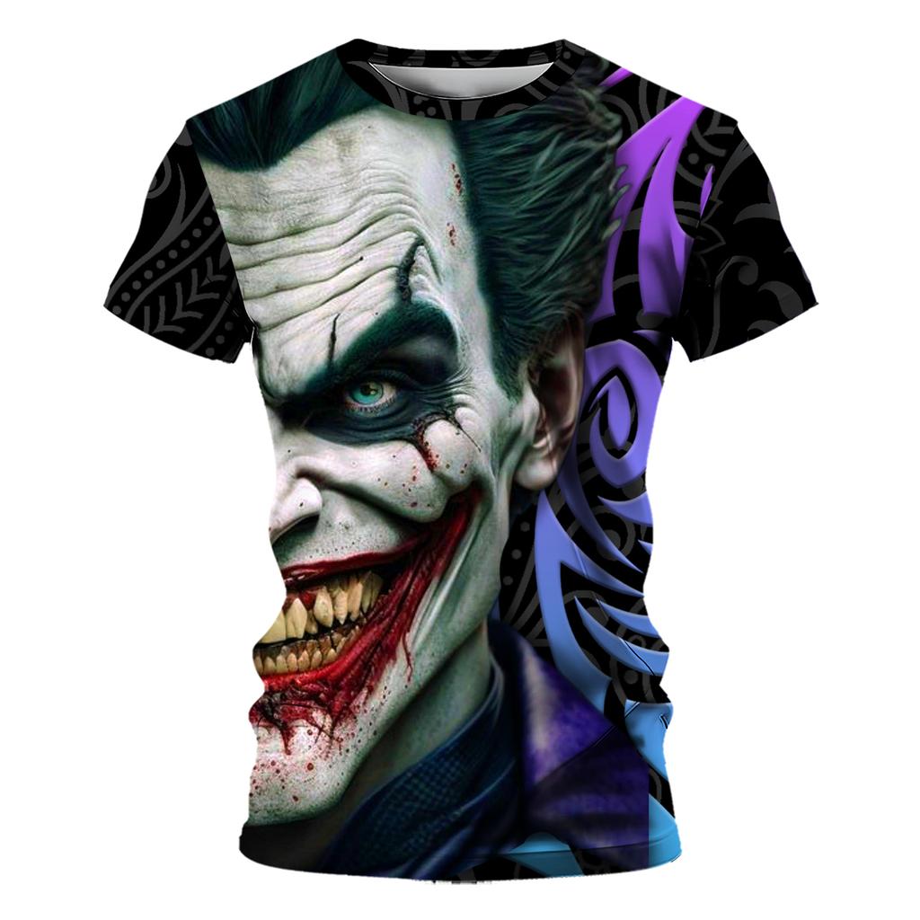 Dark T-shirts for Men Cool Trend Street Fashion Clown Man 3D Printing Demon Men's Summer T-shirts 2024 New Style Comfort Fugees