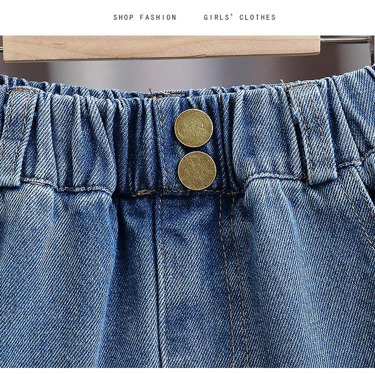 Girls' Korean Style Pleated Denim Skirt - Versatile Summer Fashion for Big Kids