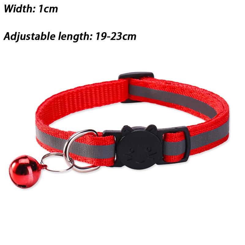 

Pet Collar Reflective Safety Buckle Collar Bell Round Ear Cat Dog Collar Glowing Collar as the picture