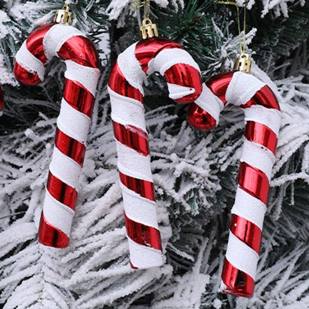 4pcs Shatterproof Lollipop Cane Pendant Plastic Christmas Tree Pendant  Merry Christmas Decoration