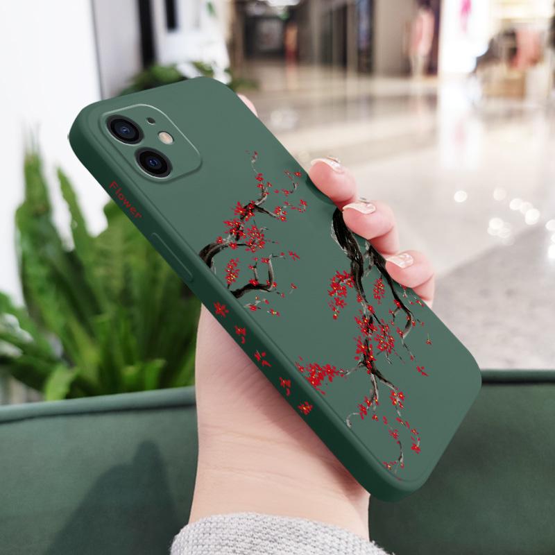 Cold Plum Snow Phone Case For iPhone 12 11 X XR XS 8 7 SE2 Plus Pro Max Mini Silicone Cover