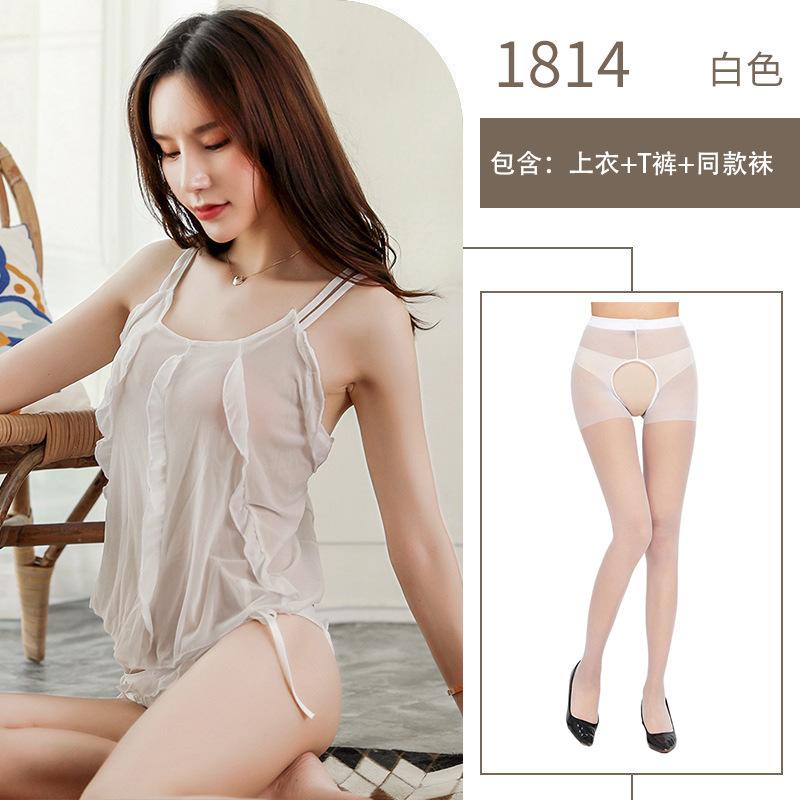 Sex Unterwäsche Sexy Pilzspitze Strapsgürtel Perspektive Mesh Bauchtasche Damen Schnürung Uniform Versuchung