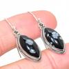 Natural Snowflake Obsidian Gemstone 925 Solid Sterling Silver Earring 1.50" E2v14