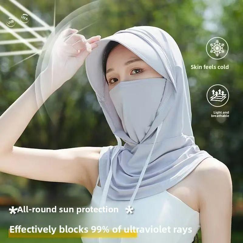 Summer Sun Protection Mask Hat With Neck Cover For Outdoor Activities