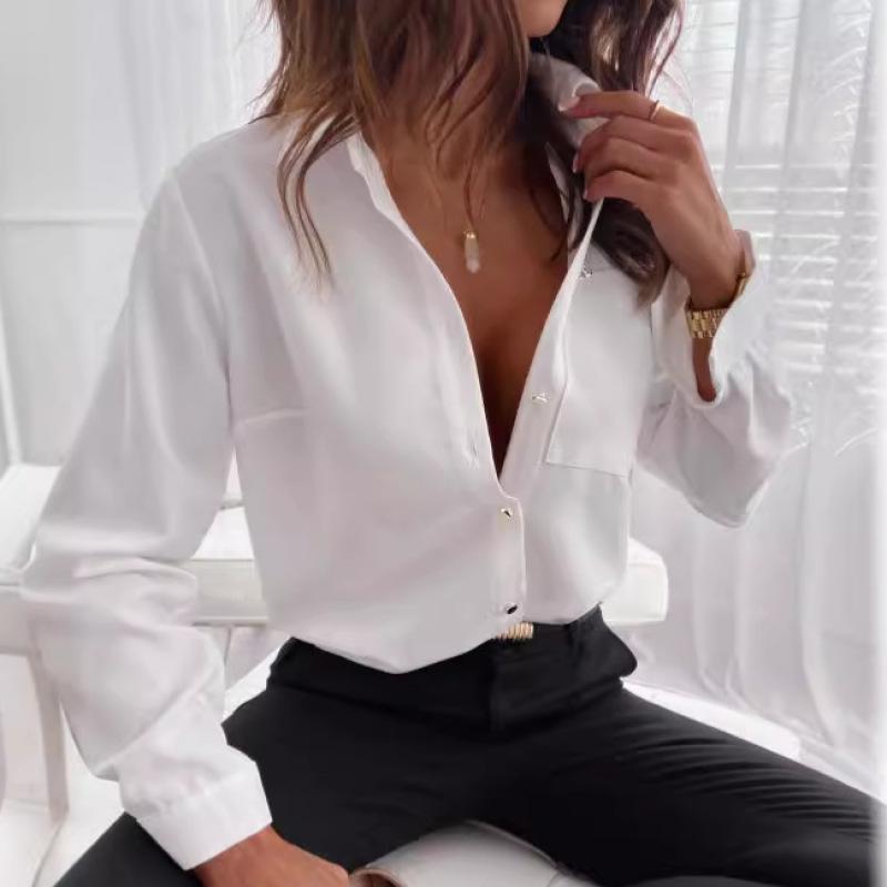 

Tooxika New Commuter с длинным рукавом и лацканами, женская блузка с принтом XXL белый