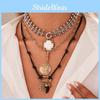 Punk Geometry Alloy Pendant Necklace For Women With Multilayer Chain