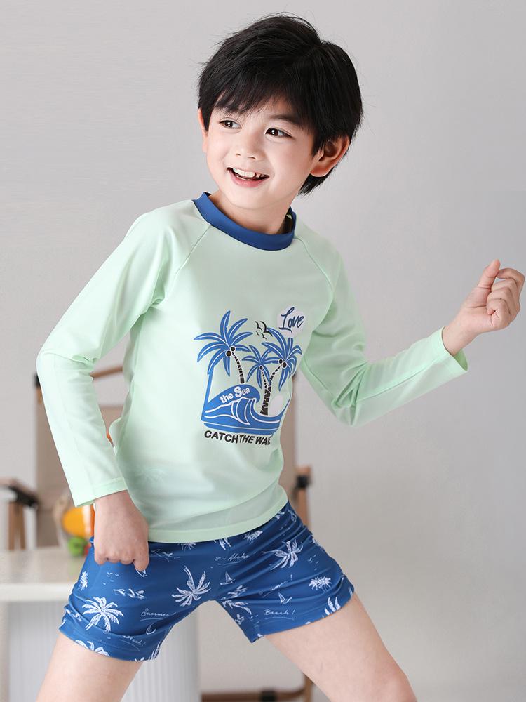 2026 Boys' Sun Protection Swimwear: Two-Piece Kids' Swimsuit & Trunks