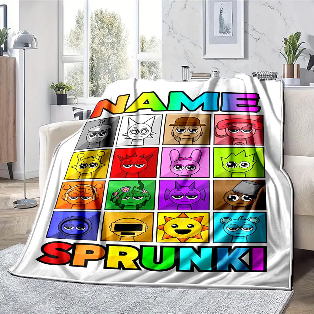Custom Name Sprunki Theme Printed Blanket - Perfect for Couch, Bed, Travel & Outdoor Use | Machine Washable, Cozy & Durable.