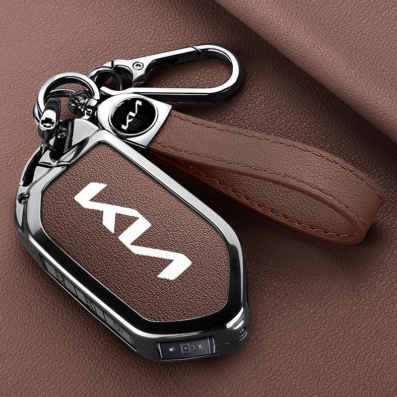AEH1 Leather Car Key Case Cover Protector Shell For Kia Picanto Sorento MQ4 Carnival KA4 Morning K5 Carens 2024 Auto Accessories