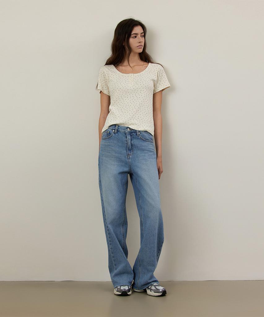 Kwinseulaebis Vintage Cutting Semi Wide Denim Pants