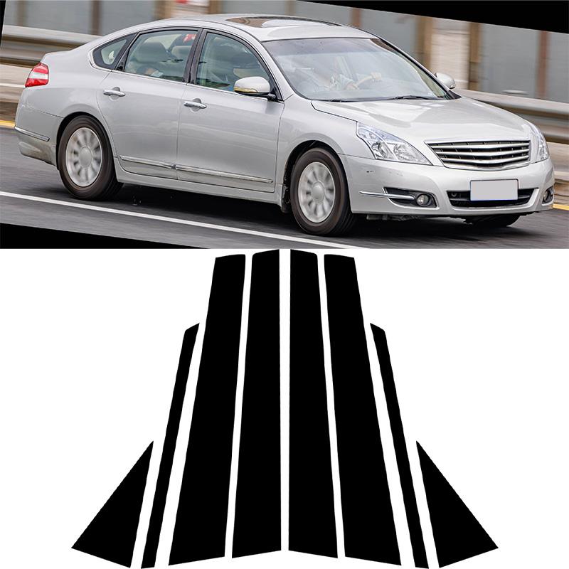 6Pcs Glossy Black Pillar Posts Door Window Trim Decoration Cover Stickers Styling For Nissan Altima 2008-2012