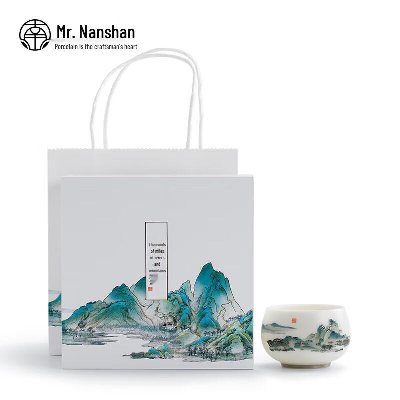 Mr. Nanshan Gilded Ceramic Master Tea Cup - Thousand Li Landscape