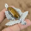 Natural Tiger'S Eye Gemstone Jewelry 925 Sterling Silver Pendant Owl For Girls