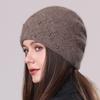 Wool Hat with Diamonds Women's Autumn and Winter Fleece Scarf Hat Knitted Pullover Hat
