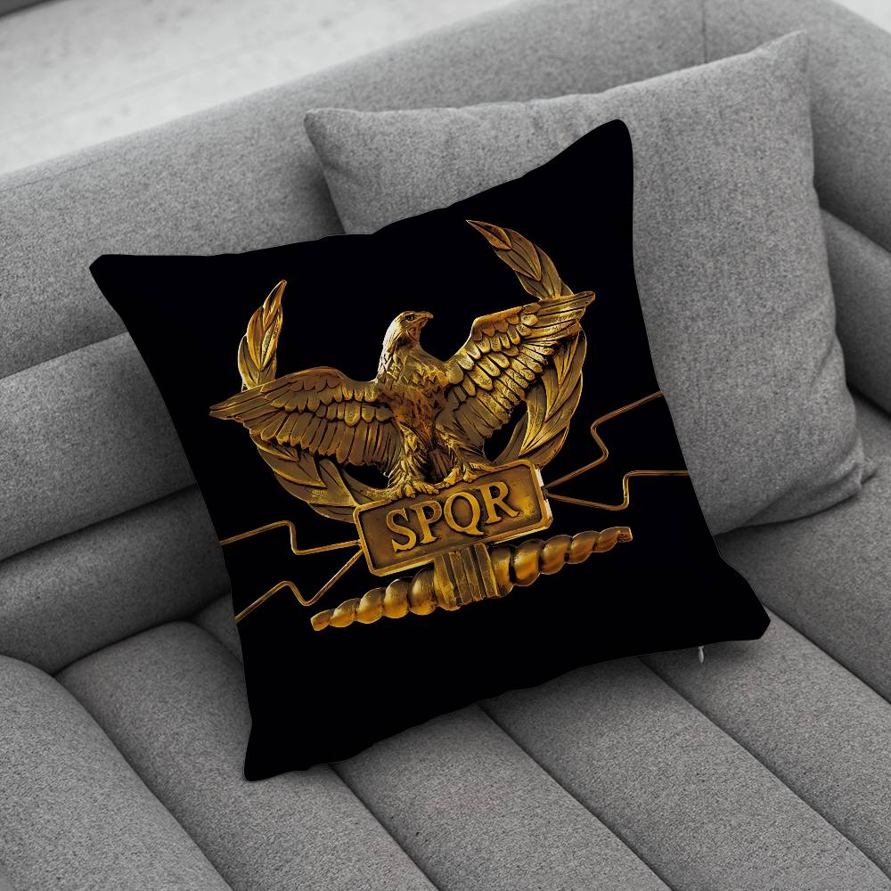 Retro Spqr Roman Empire Pillow Case Antidustmite Pillowcase Invisible Zipper Silky Short Plush Sofa Cushion Cover