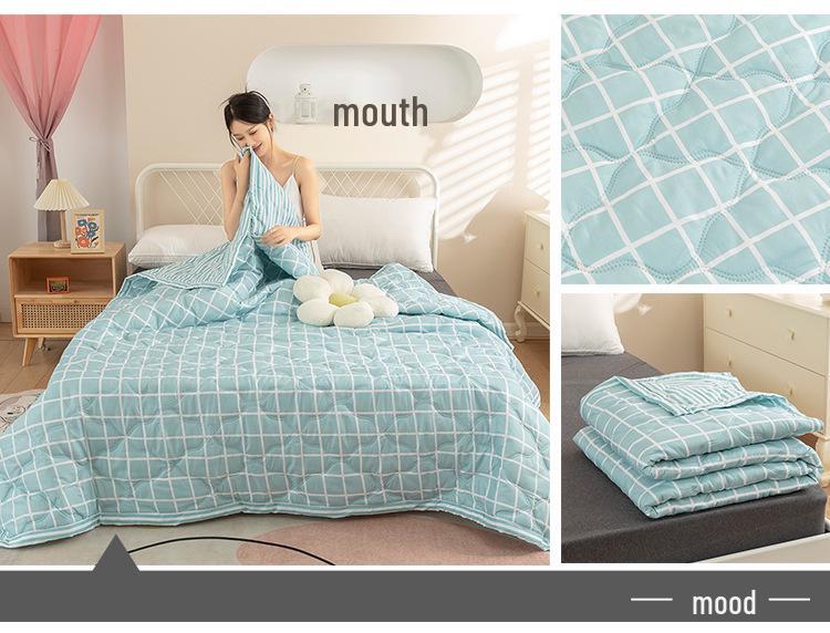 Summer Thin Ultrasonic Aloe Cotton Quilt for Dormitory Students
