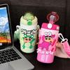 New Children's Thermos Cup with Straw Crayon Xiaoxin Cartoon Drinking Water Cup Winter Insulation Crossbody Carrying 500ml