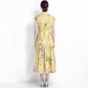 Elegant Floral Print Midi Shirt Dress for Women Summer Cap Sleeve Lapel Button Down Waist Belt A-Line Dress Holiday Outfits