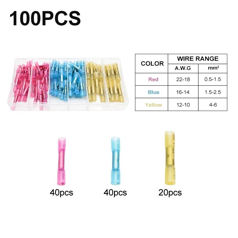 

100/270pcs Waterproof Heat Shrink Electrical Cable Wire Crimp Sleeves Splice Ring Fork Y Terminals Set Insulated Connectors Kit