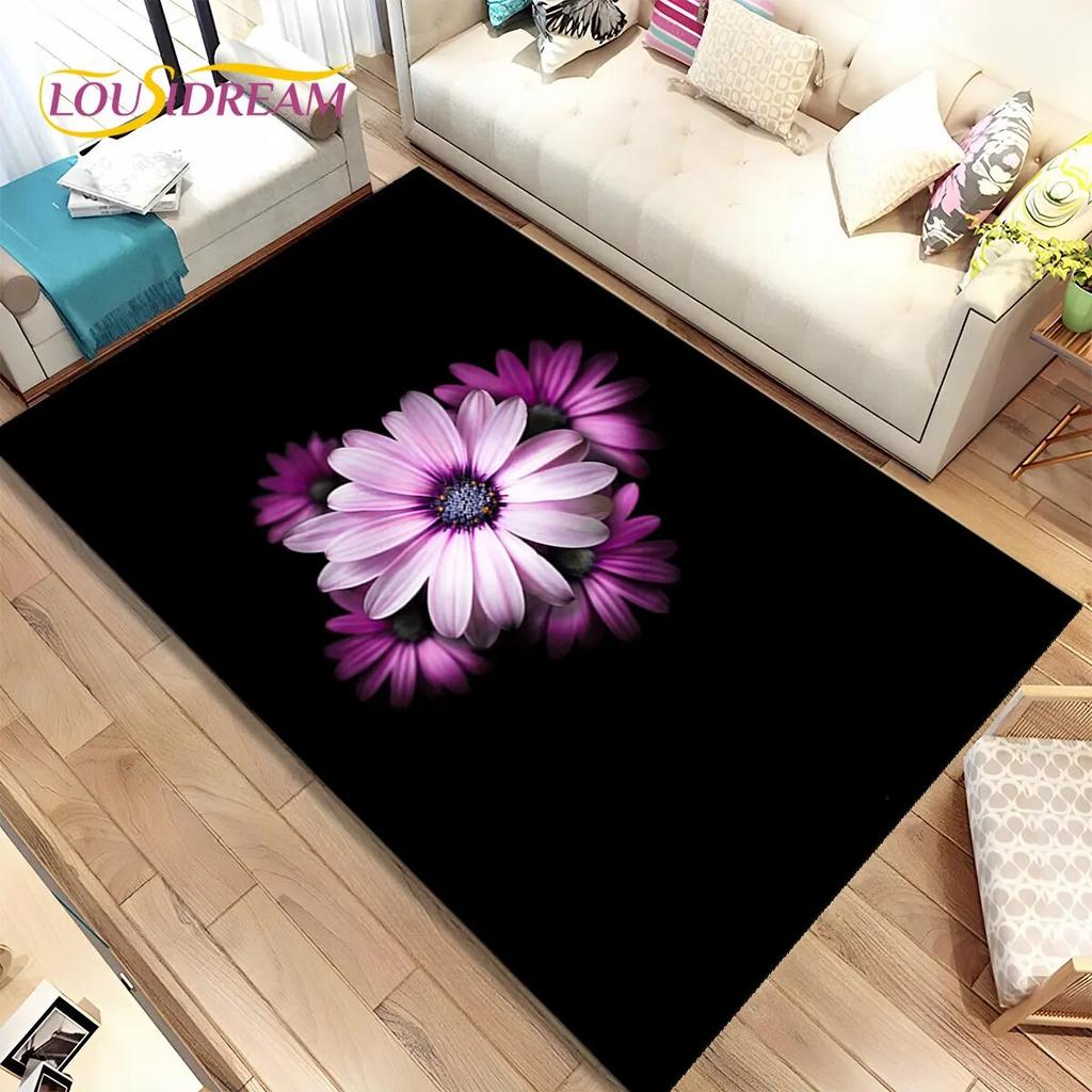 Nordic 3D Daisy Flower Area Rug,Carpet Rug for Home Living Room Children Bedroom Sofa Doormat Decor,kids Play Non-slip Floor Mat